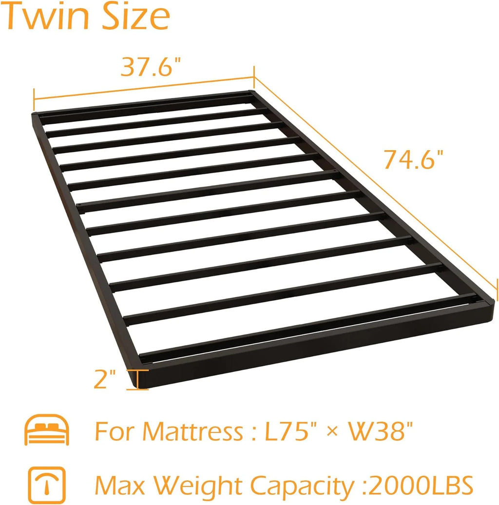 Twin Box Spring Bed Base 2 Inch Metal Mattress Foundation V3382