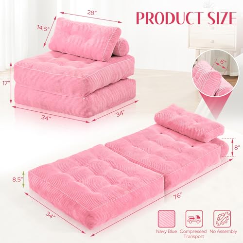 Black Folding Sofa Bed with Dual-Pillow M39302
