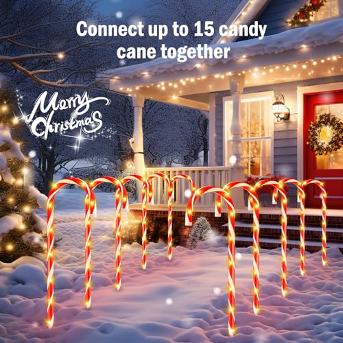 20 Packs Solar Candy Cane Lights Outdoor Pathway, 8 Modes LED Candy Cane Decorations Z110