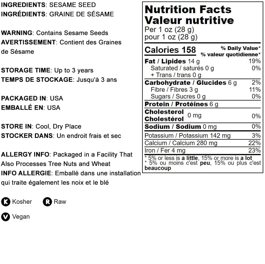 Unhulled Sesame Seeds, 2 Pounds – Whole Natural Raw White Sesame Seeds E5179