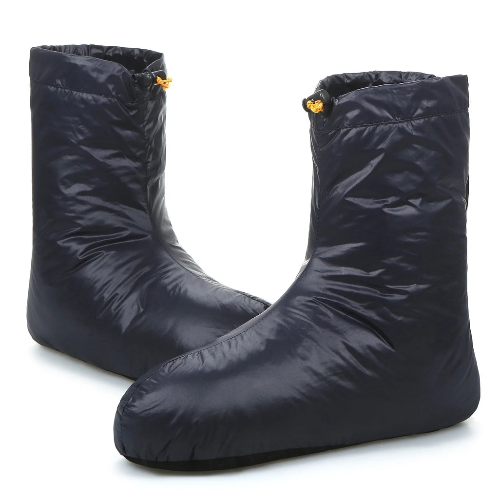 Winter Down Booties Socks Warm Soft Windproof Sleeping Slippers with Adjustable Drawstring Down Filled Boots with Storage Bag C31209