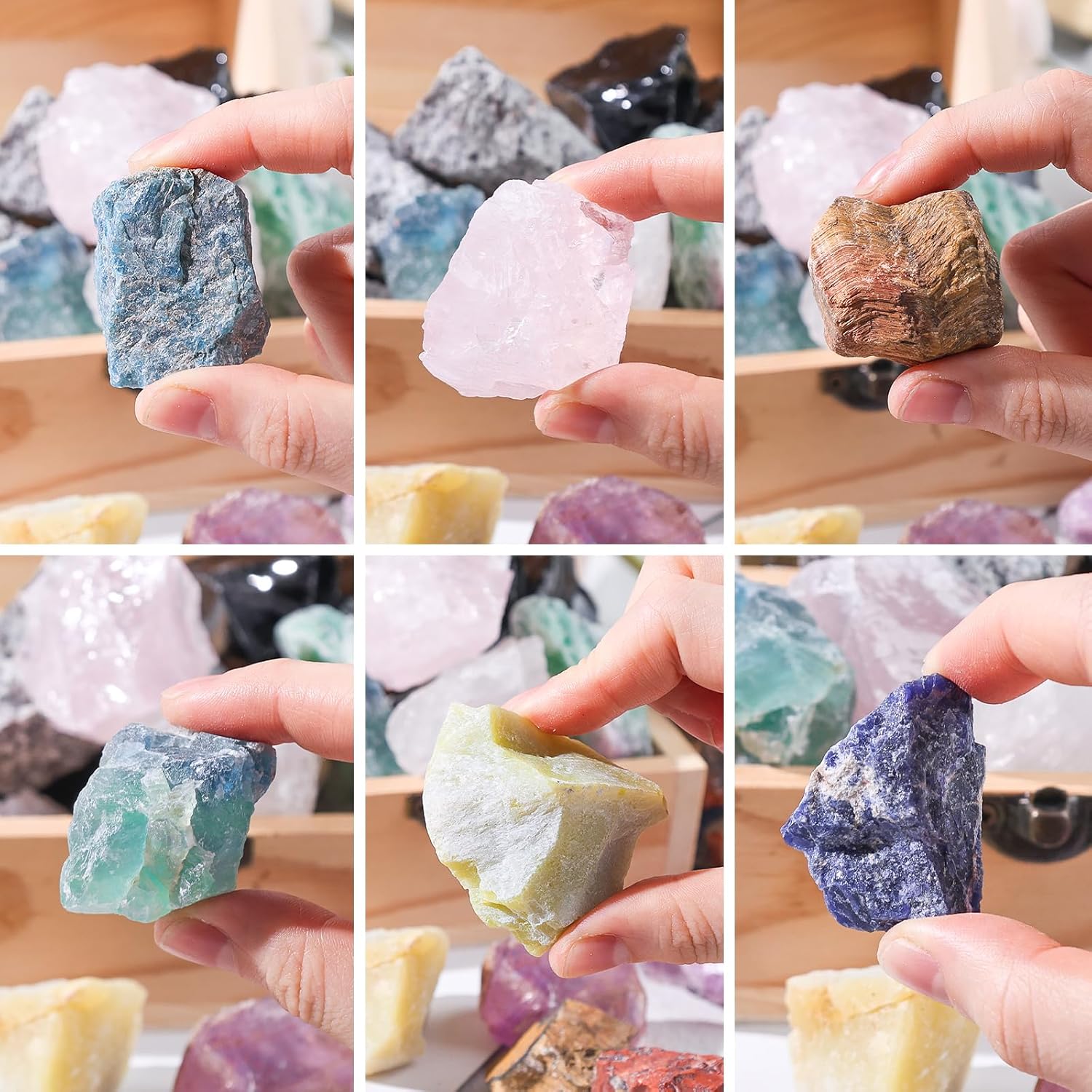 3LB Assorted Natural Stone Mix Raw Gemstone Rough Stones Crystals C5535