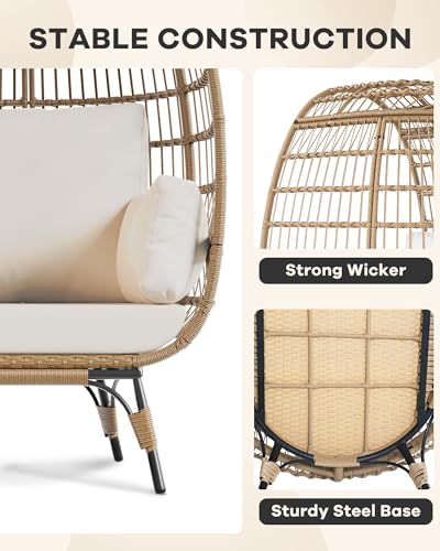 Oversized Black Wicker Egg Chair with Steel Frame L22333