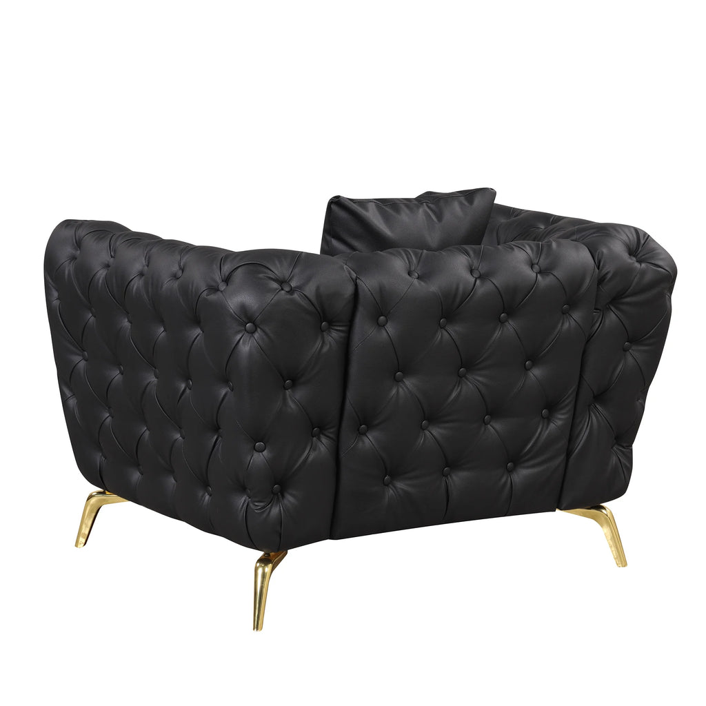 Black PU Upholstered Sofa with Metal Legs P80376