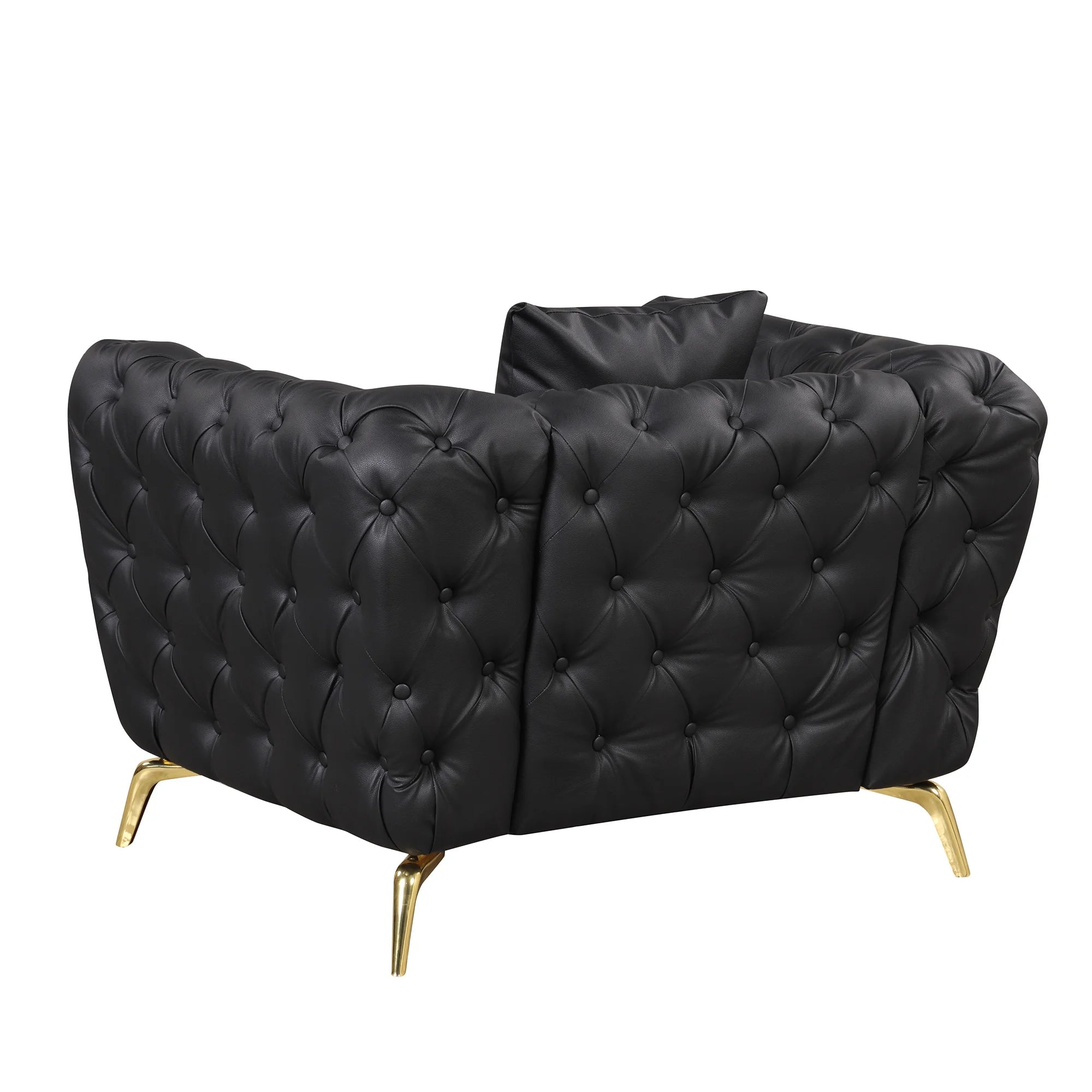 Black PU Upholstered Sofa with Metal Legs P80376