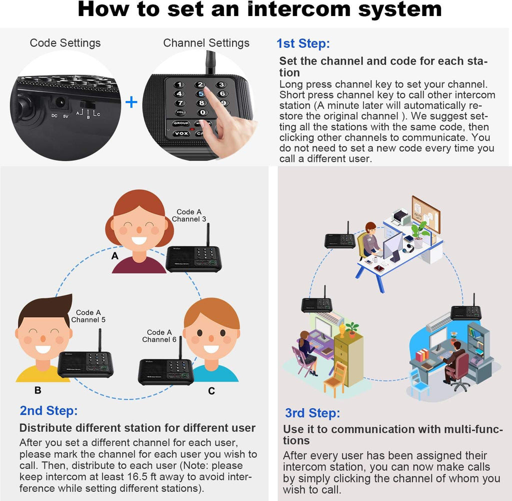 Black 6 Pack Wireless Intercom System K68014