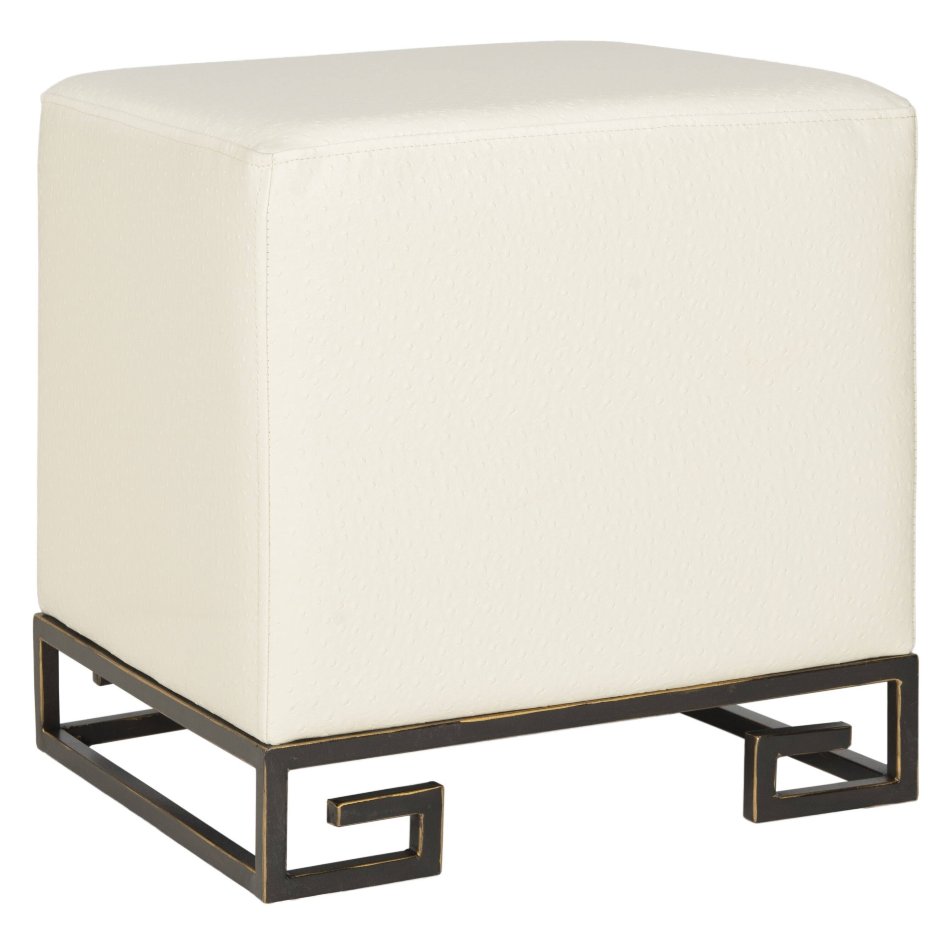 Cream Gold Faux Ostrich Ottoman Y983