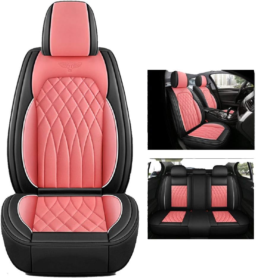 Black&Pink Faux Leather Car Seat Covers Full Set Q788480