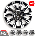 Chrome and Black 15-Inch Set of 4 Car Wheel Hubcaps B589