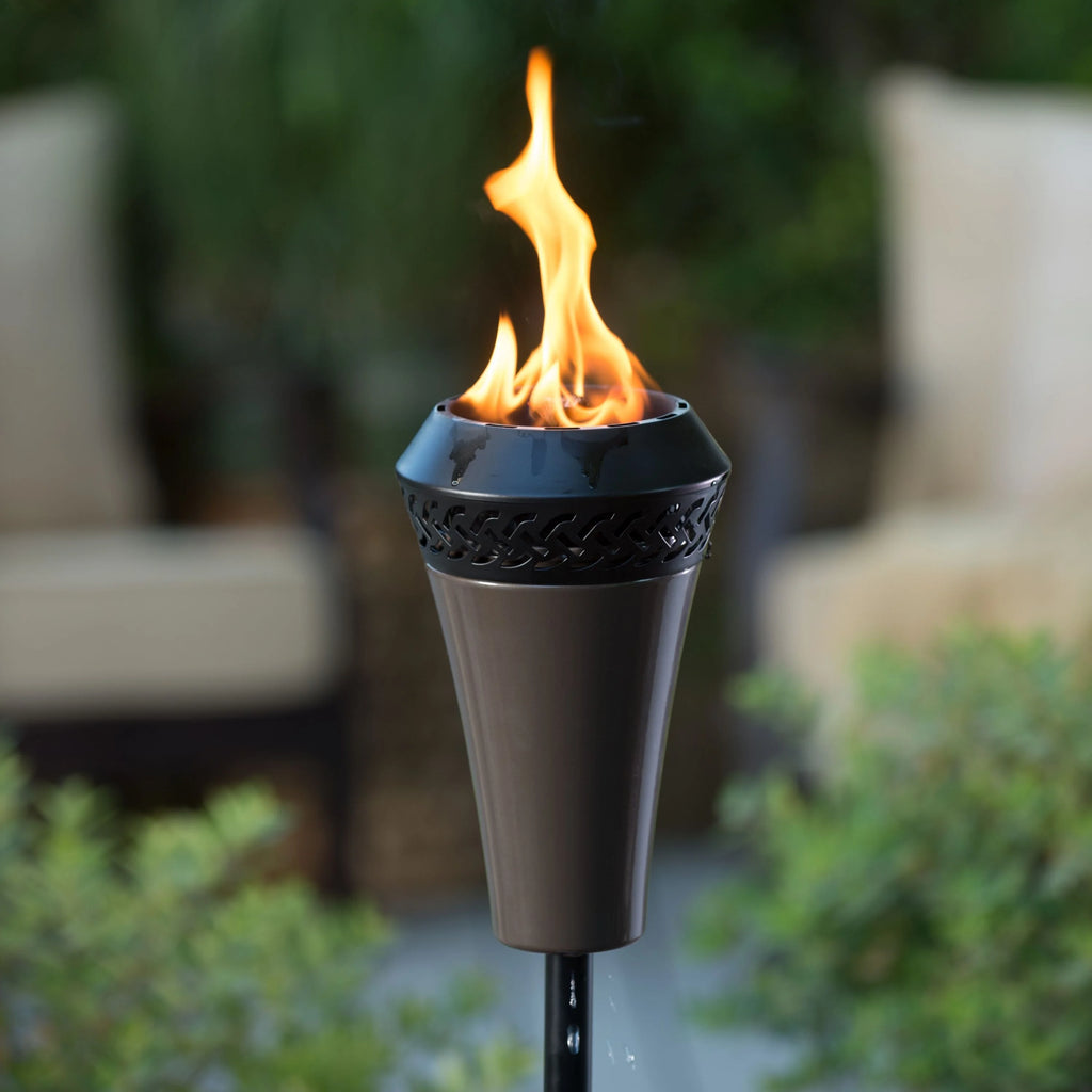 2-Pack 66 inch Outdoor Tiki Torch Metal Brown J84779
