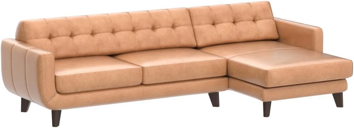 Light Brown Genuine Leather L-Shaped Sectional Sofa U296