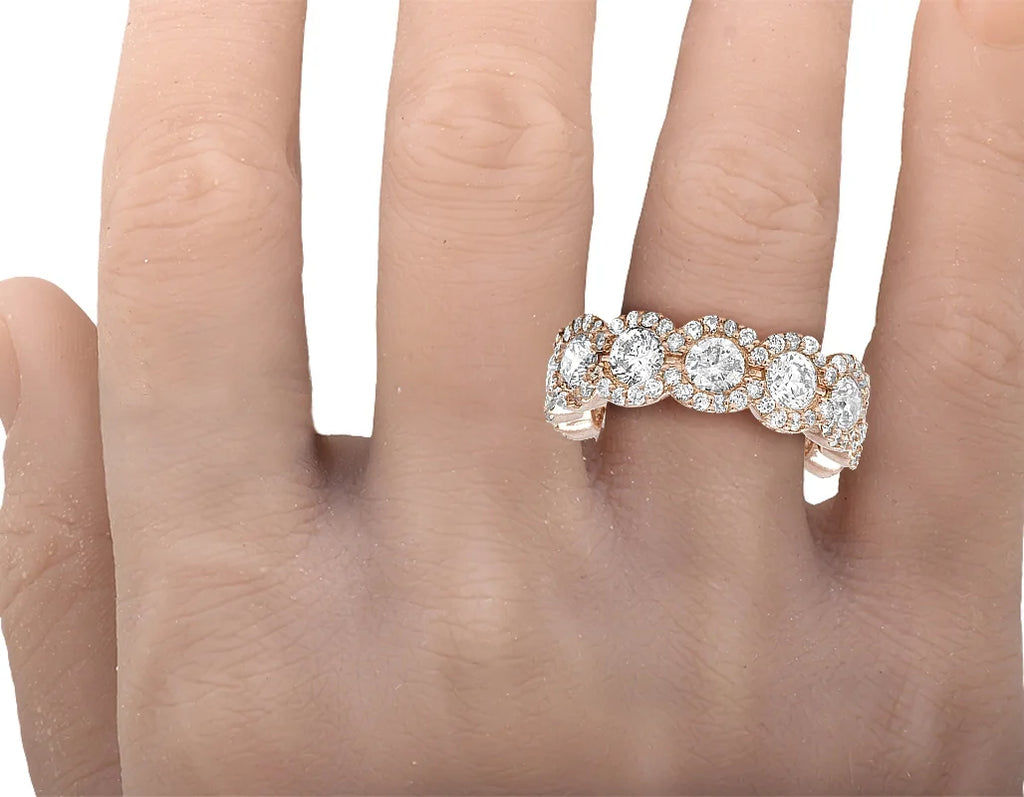 14K Rose Gold Diamond Eternity Ring 3.5 CT 7MM G3832