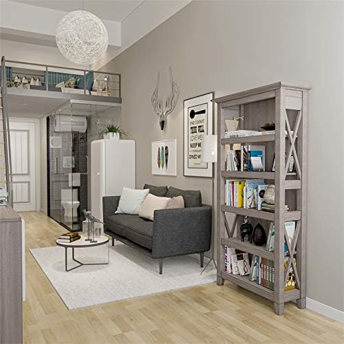 Washed Gray 5 Shelf Bookcase R965