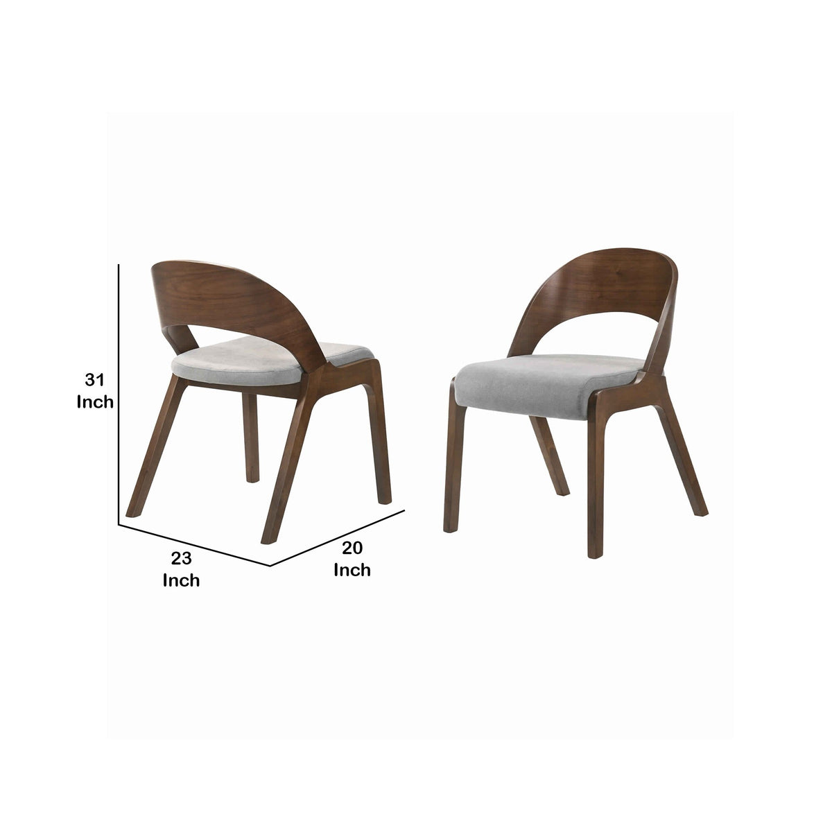 Brown and Gray Curved Back Wood Dining Chair, Set of 2 Z145