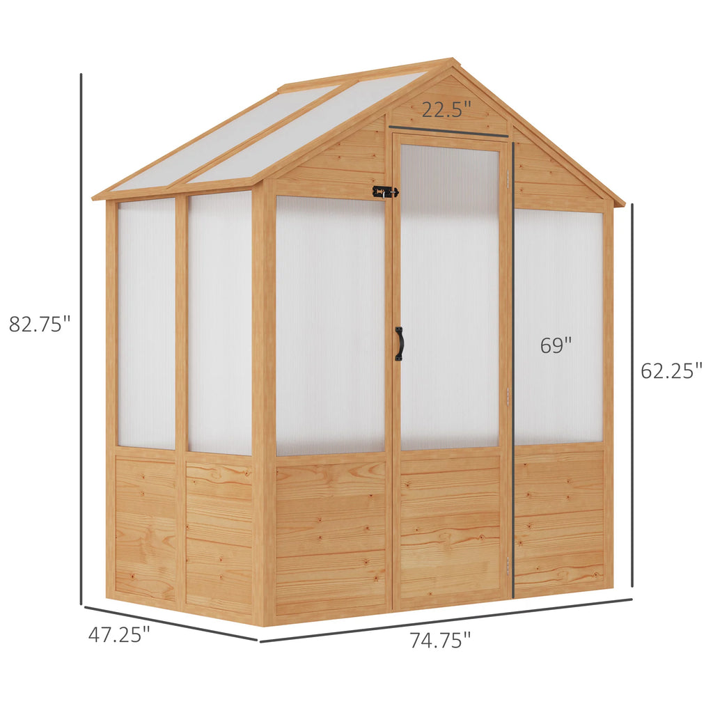 Natural Polycarbonate Wooden Greenhouse Q318891