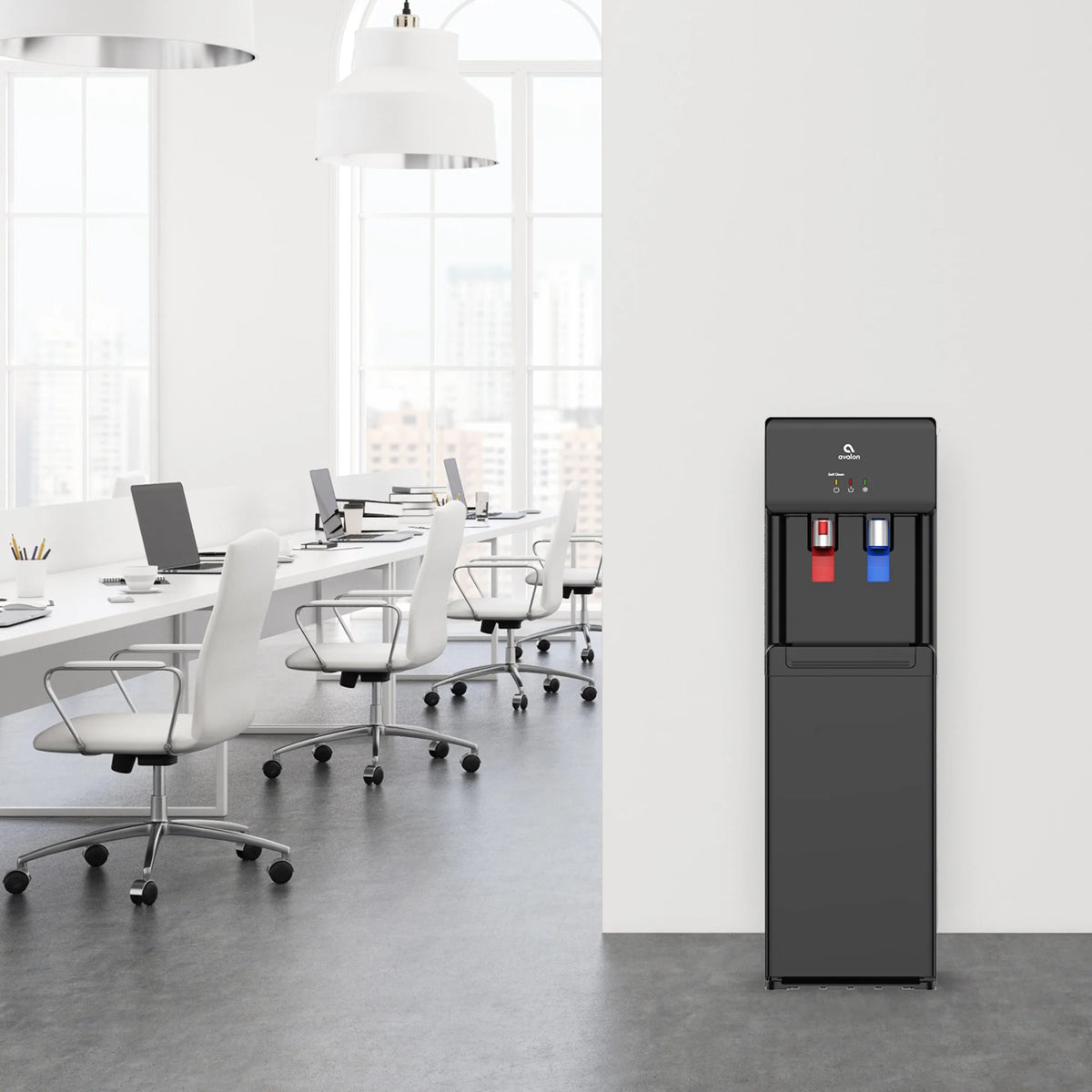 Black Self Clean Touchless Bottle Less Hot/Cold Water Cooler M207