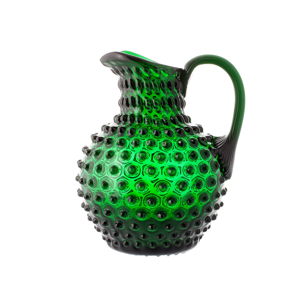 Dark Green Mouth-Blown Crystal Water Carafe G9995