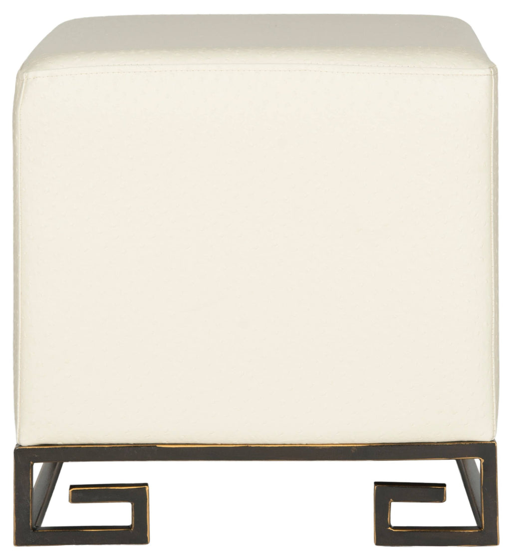 Cream Gold Faux Ostrich Ottoman Y983