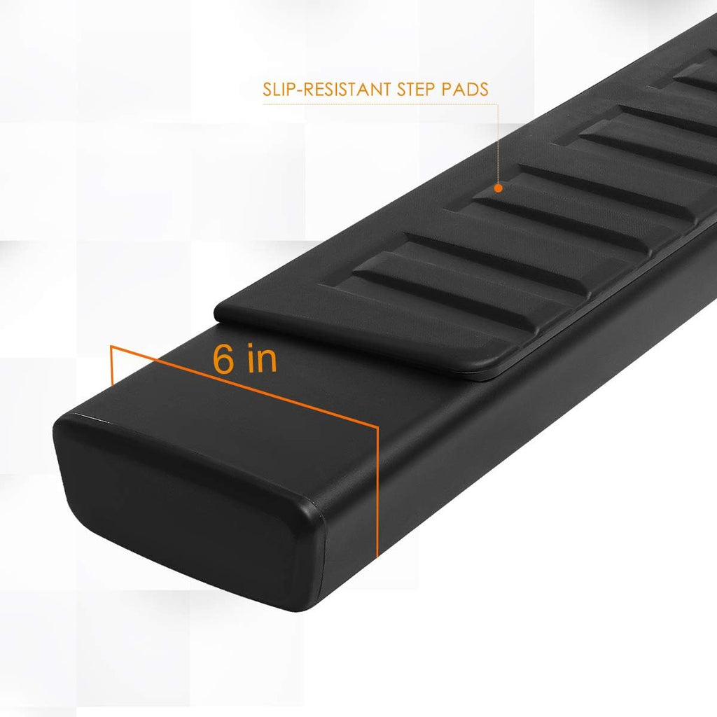 6 Inch Aluminum Black Running Boards Side Step Bars L21546