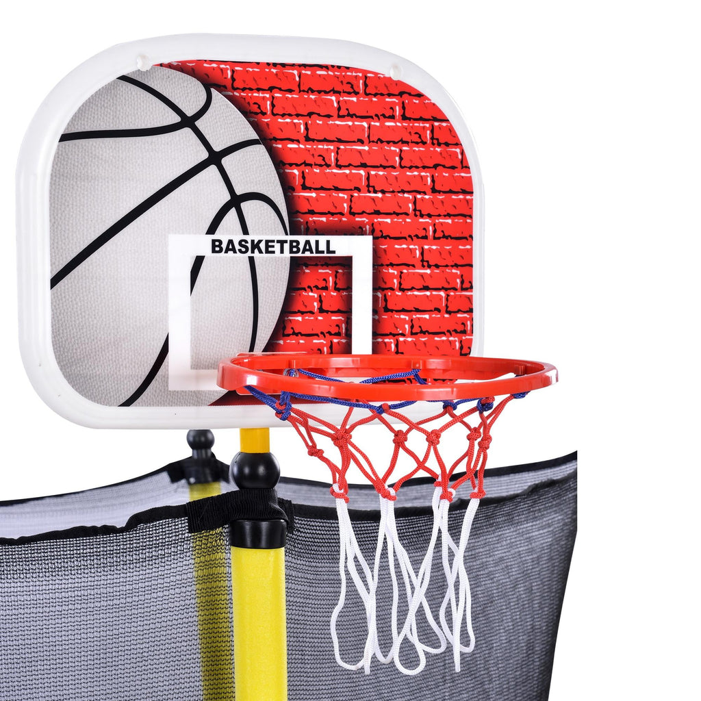 Pink Round Mini Toddler Trampoline with Enclosure and Basketball Hoop H358204