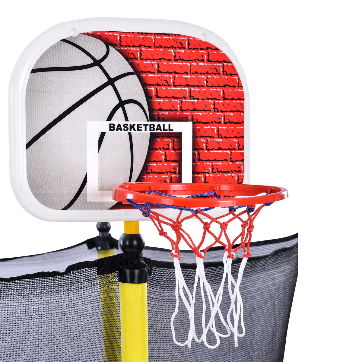 Pink Round Mini Toddler Trampoline with Enclosure and Basketball Hoop H358204