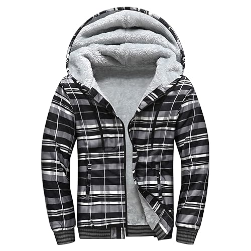 Mens Zip Up Hoodie Fleece Sherpa Lined Heavyweight Jacket R7679
