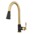 Brushed Gold/Matte Black Pull Down Single Handle Kitchen Faucet H488958