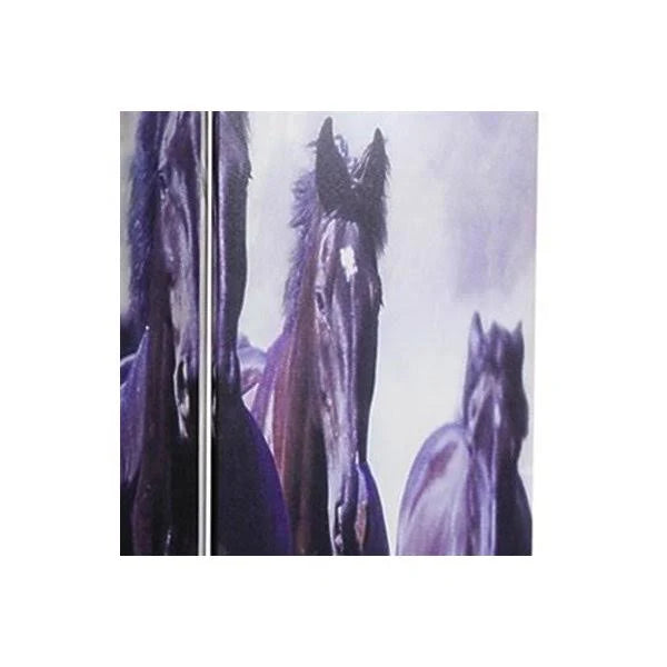 6 ft. Tall Double Sided Horses Canvas Room Divider, 3 Panel M82560