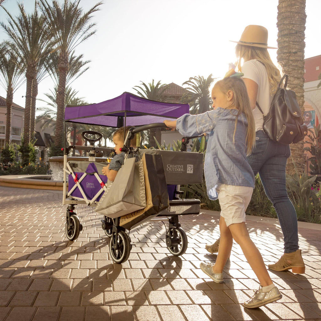Purple Folding Wagon Stroller with Canopy X915505