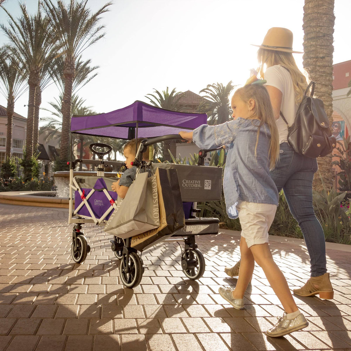 Purple Folding Wagon Stroller with Canopy X915505