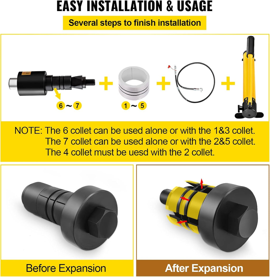 Hydraulic Exhaust Pipe Expander, 10 T Manual Pipe Stretcher with 4 Dies and 2 Storing Case P371