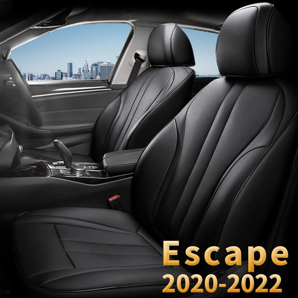 Black Faux Leather Front Seat Covers for Ford Escape I9035