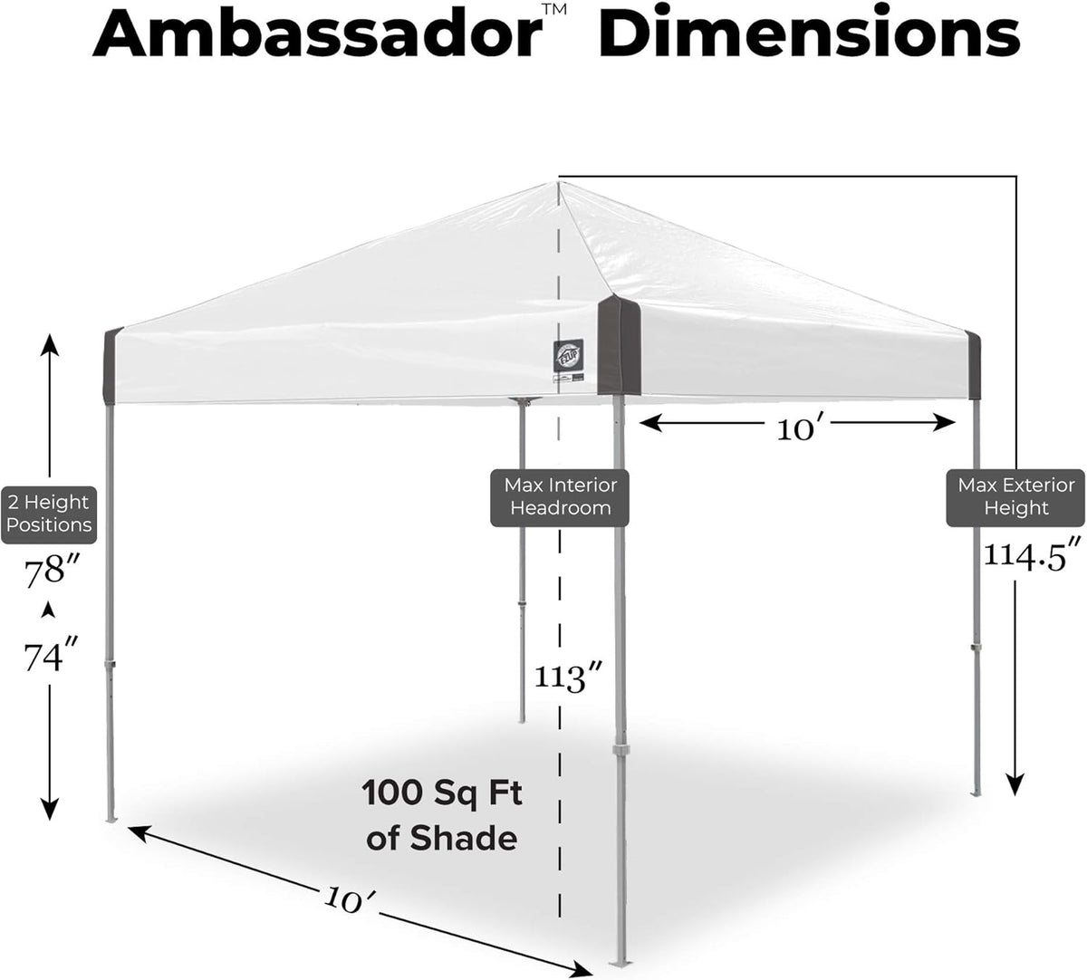 Instant Shelter Canopy, 10' x 10', Steel Gray J2161