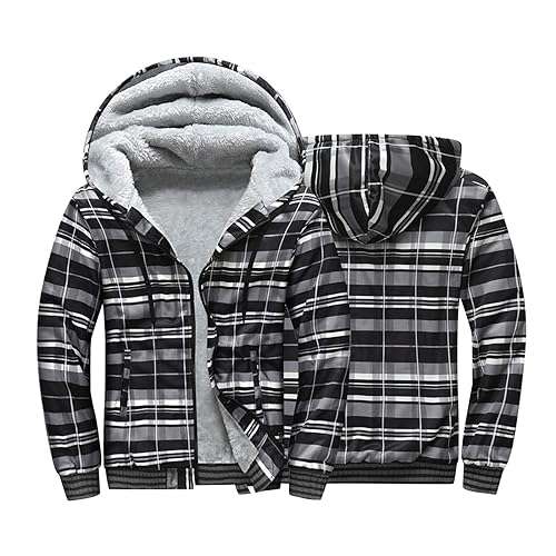 Mens Zip Up Hoodie Fleece Sherpa Lined Heavyweight Jacket R7679
