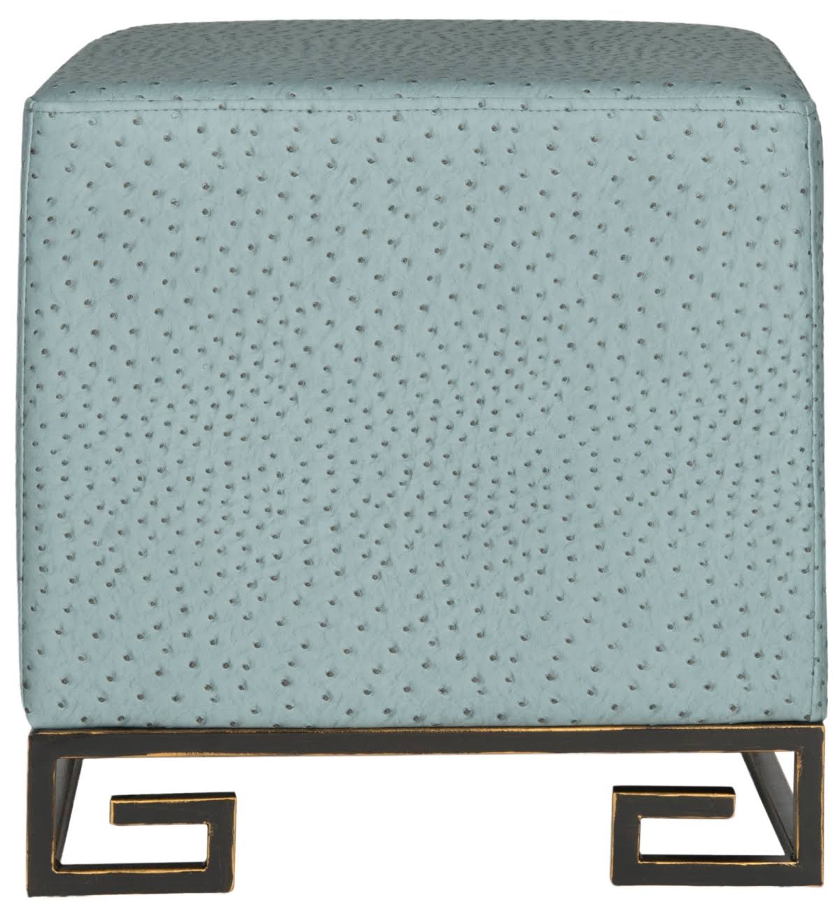 Cream Gold Faux Ostrich Ottoman Y983
