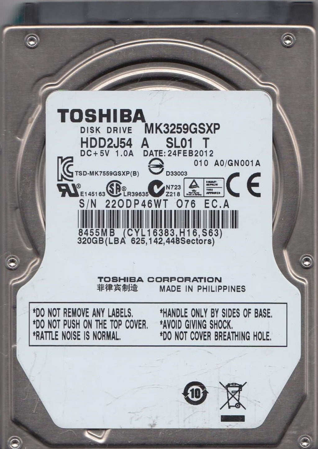 320GB SATA 2.5 Hard Drive K6032