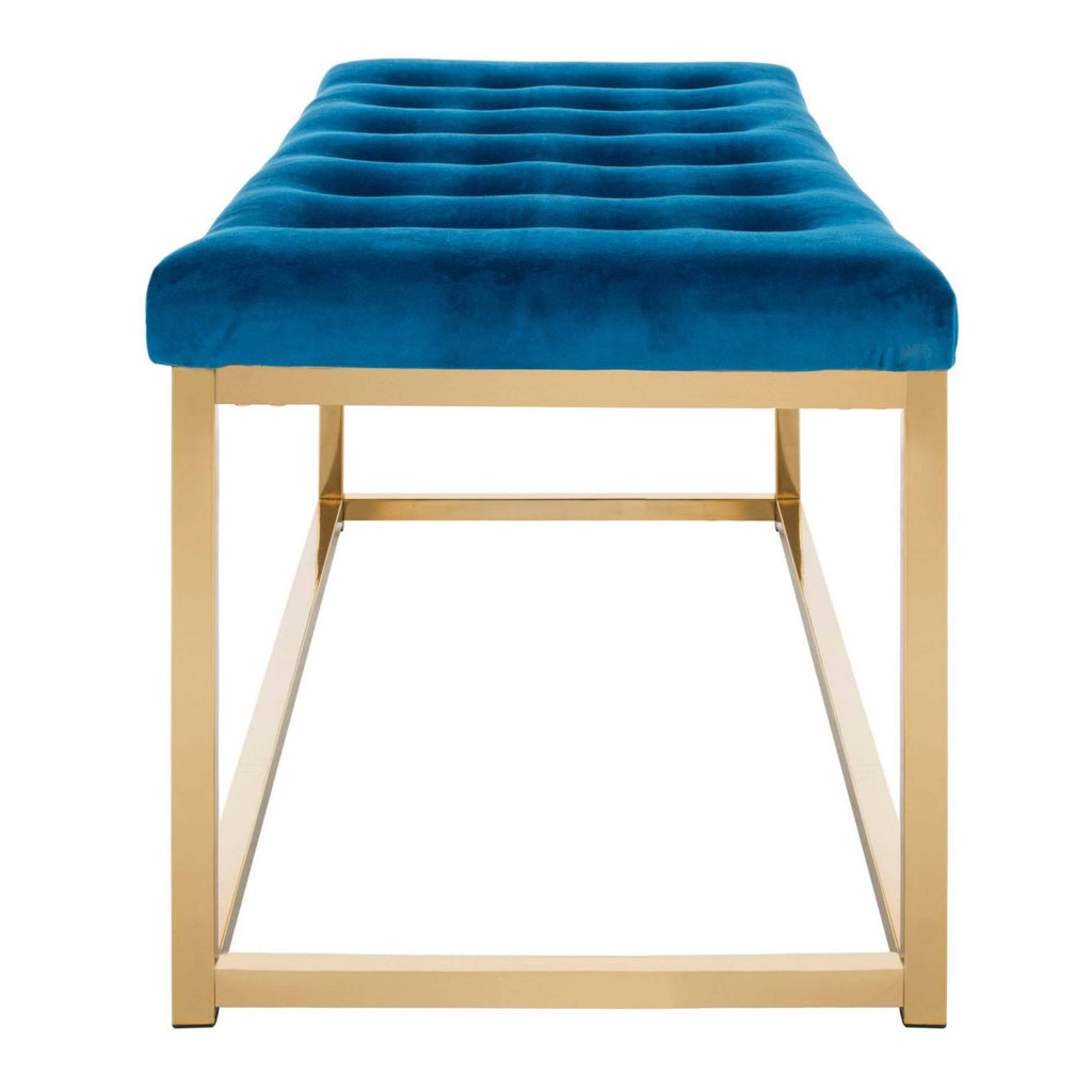 Navy/Brass Velvet Bench L7577
