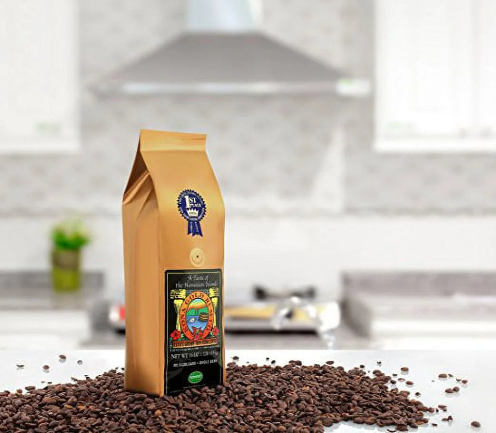 100% Kona Coffee Whole Beans 16 oz Medium Dark Roast H5982