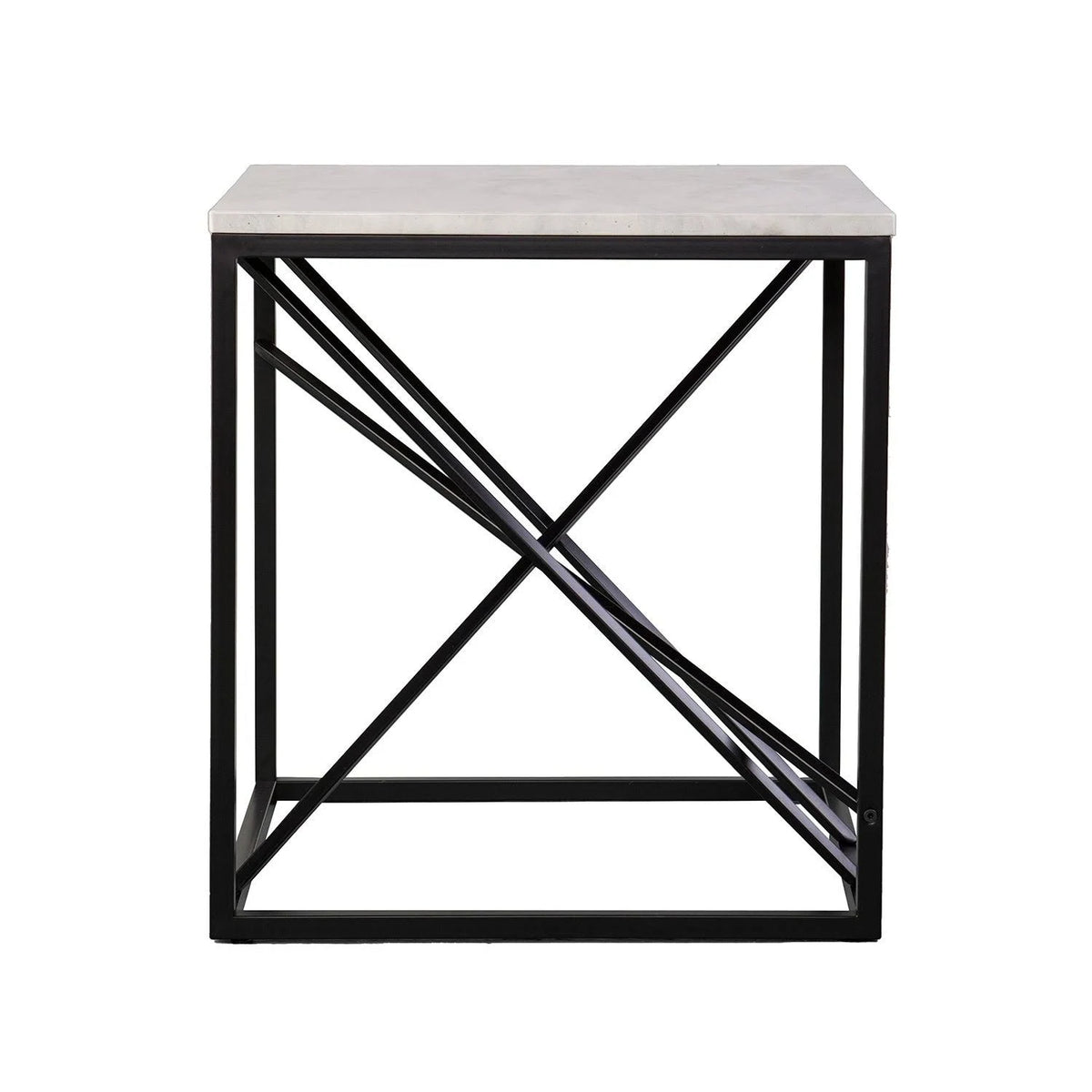 White Faux Marble End Table J86336