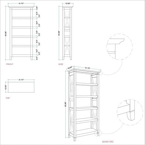 Washed Gray 5 Shelf Bookcase R965