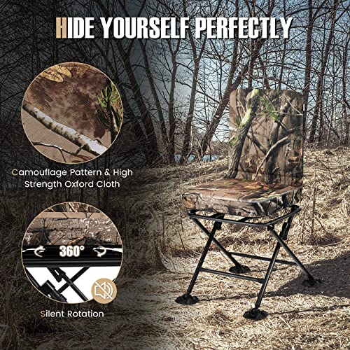 360 Degree Swivel Camouflage Folding Hunting Chair with Padded Cushion T94396