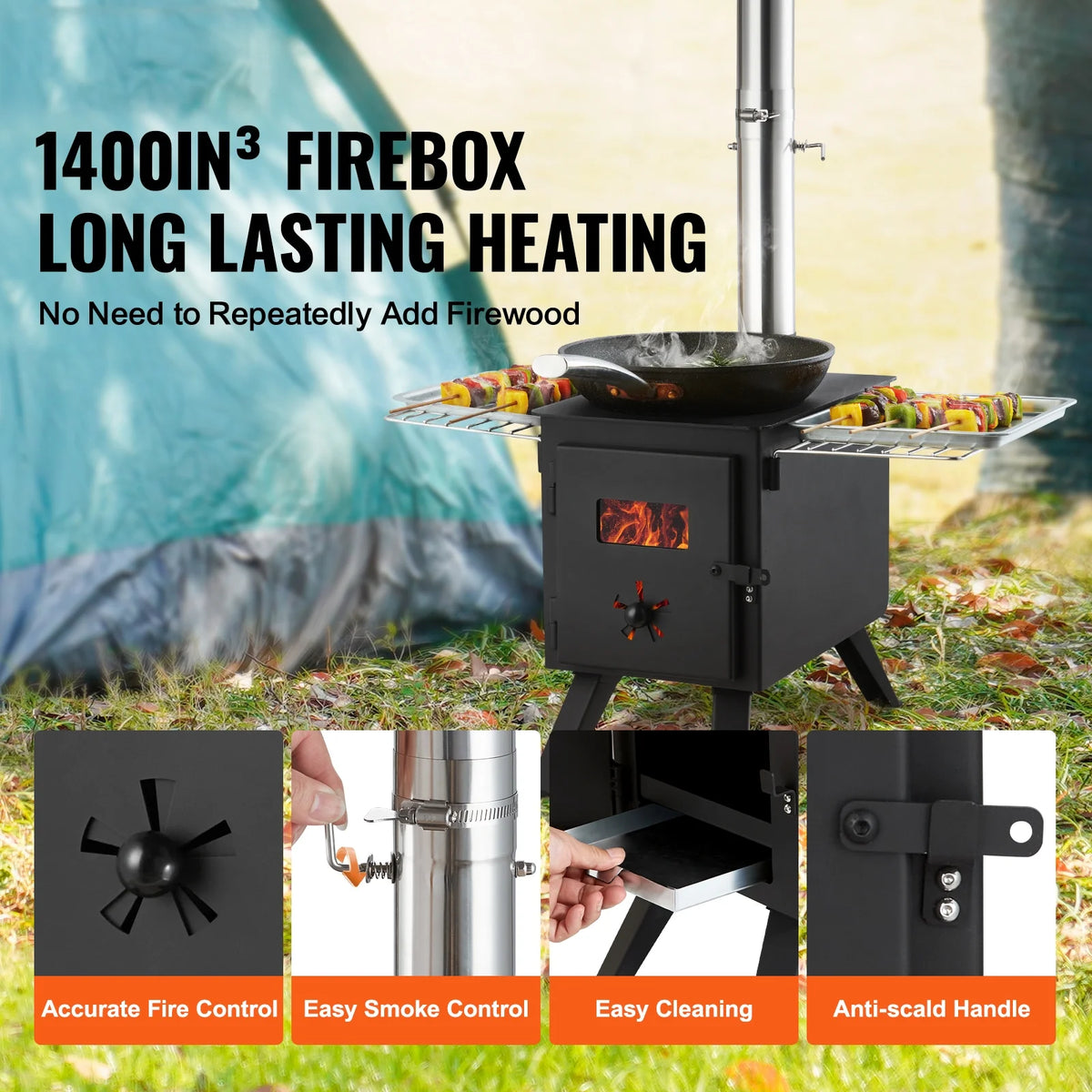 Portable Wood Stove for Camping with Pipes K797