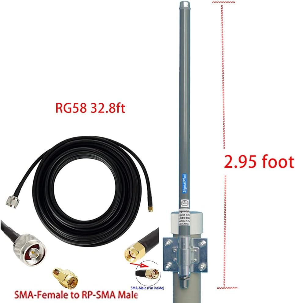 Helium Bobcat HNT Hotspot Lora LoT Antenna 868/915mhz 10dbi 35.4inch+32.8ft SMA/RP-SMA Cable D861186
