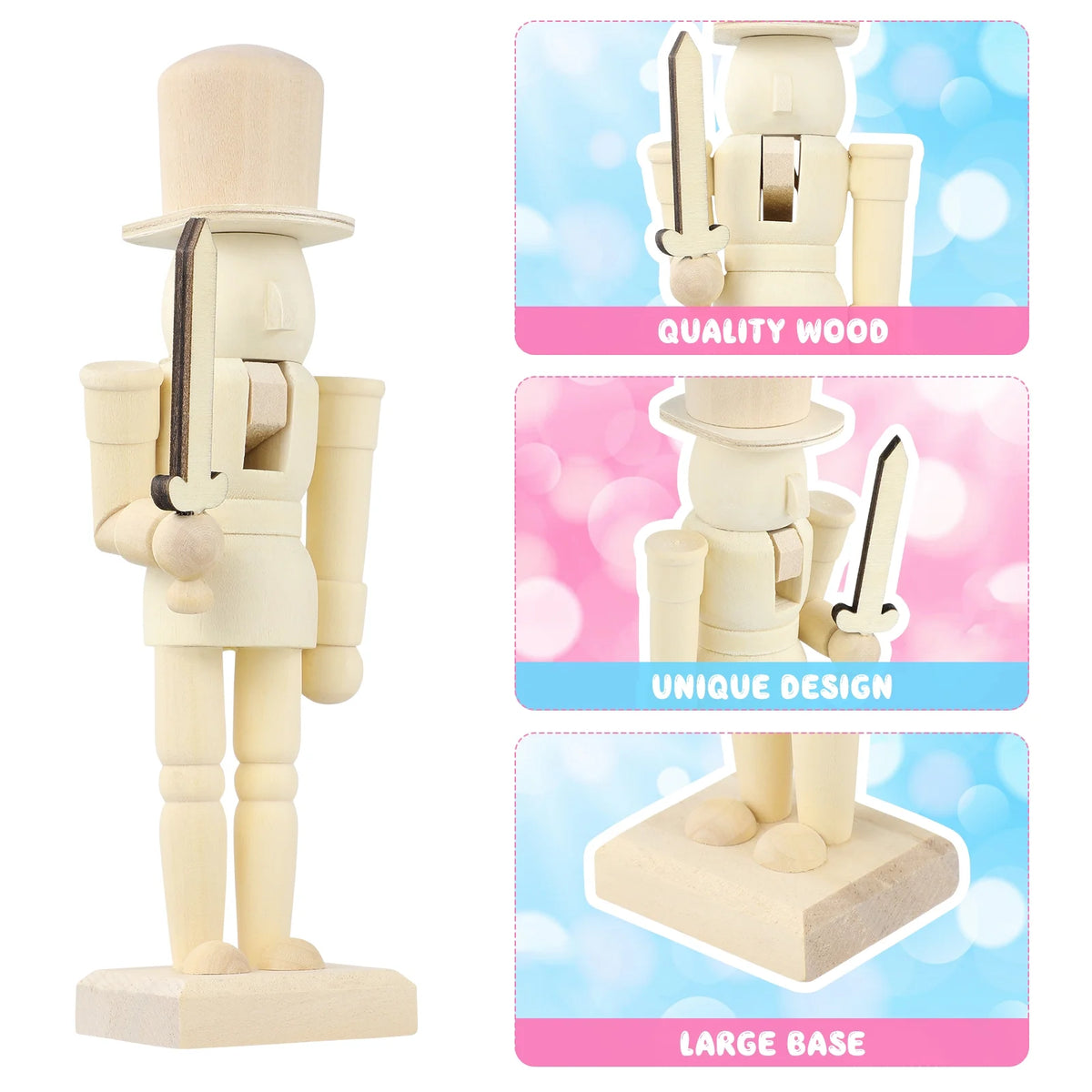 Unpainted Wooden Nutcracker Soldier M103