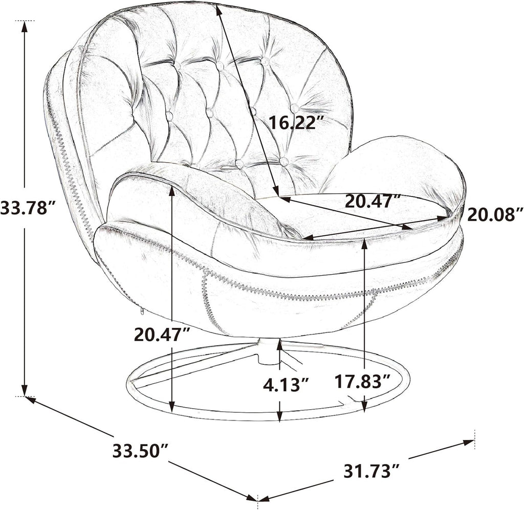 Swivel Velvet Lounge Chair with Ottoman and Metal Frame B5492