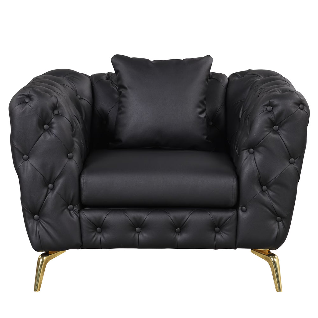 Black PU Upholstered Sofa with Metal Legs P80376