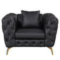 Black PU Upholstered Sofa with Metal Legs P80376