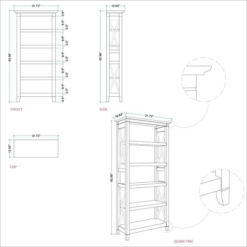 Washed Gray 5 Shelf Bookcase R965