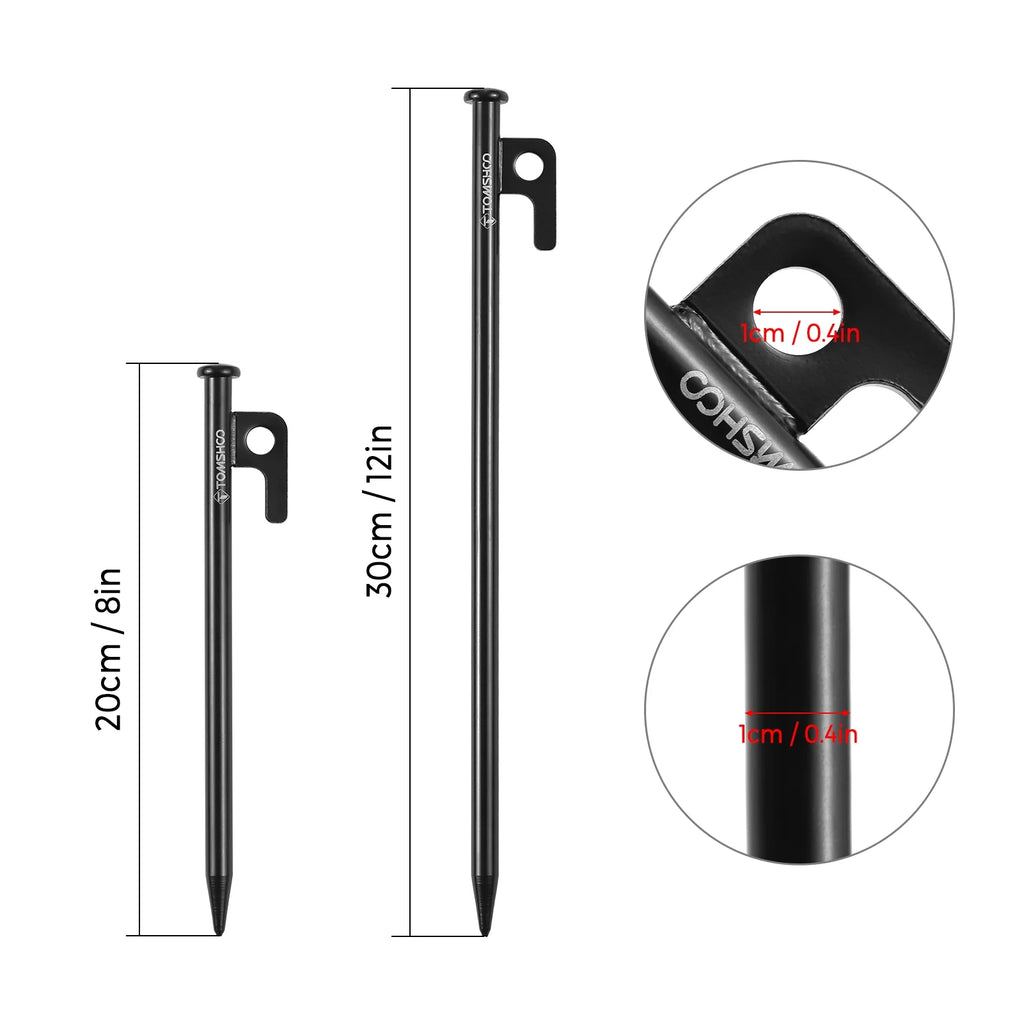 Heavy-Duty Steel Tent Pegs, 8 Inch/12 Inch, 6PCS E326