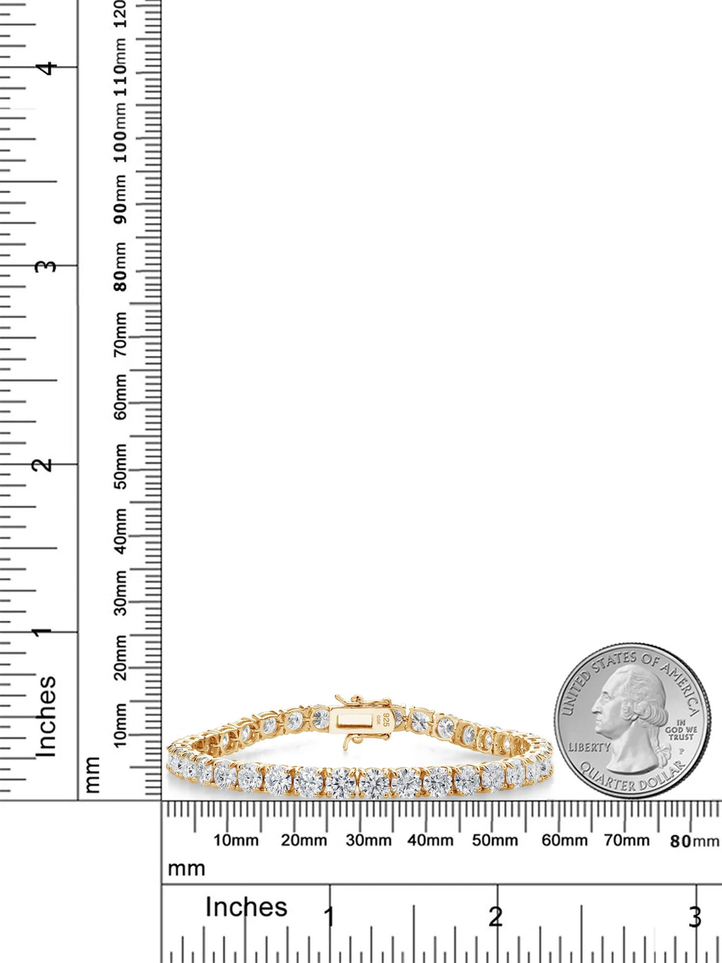 18K Yellow Gold Plated Silver White Moissanite Tennis Bracelet P3705
